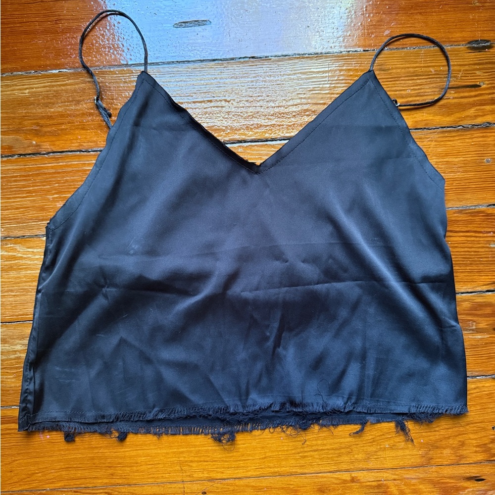 Native Riot Women’s Black Silk Raw Hem Camisole